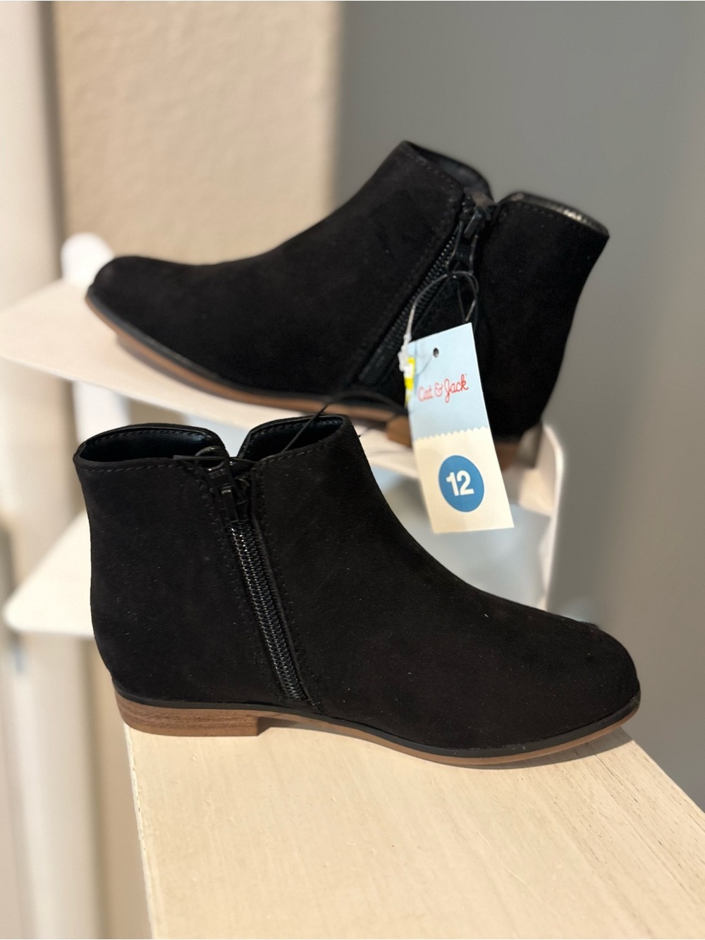 Cat & Jack Boots Toddler Girls Sz 12 Penelope Black Booties Zipper NEW - Picture 2 of 6